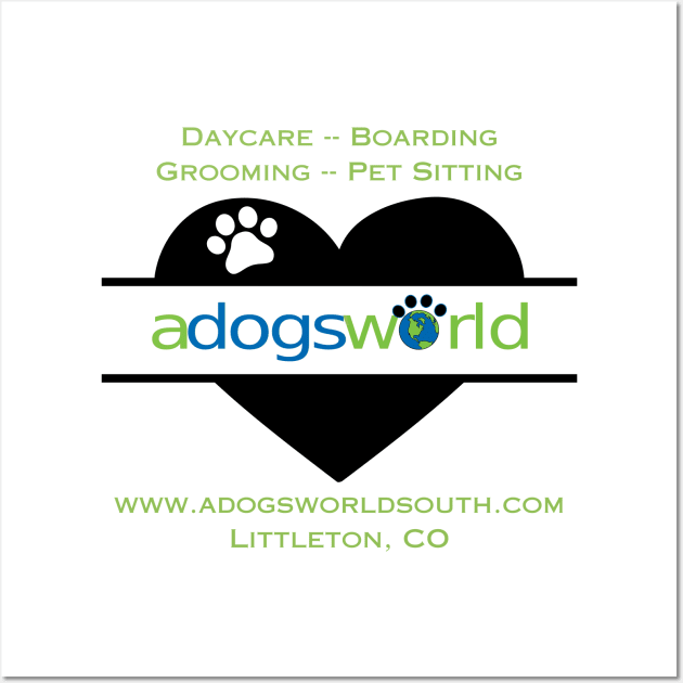 A Dog's World - Heart Logo (Back) - Daycare Boarding Grooming Pet Sitting Wall Art by A Dog's World